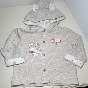 Vintage McBaby Little Cow Button Sweater/Cardigan/Jacket Tan Ears on Hood 6/9M